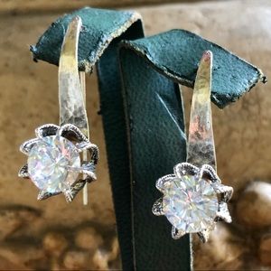 Long Sexy Large CZ Solitaire Dangle Earrings
